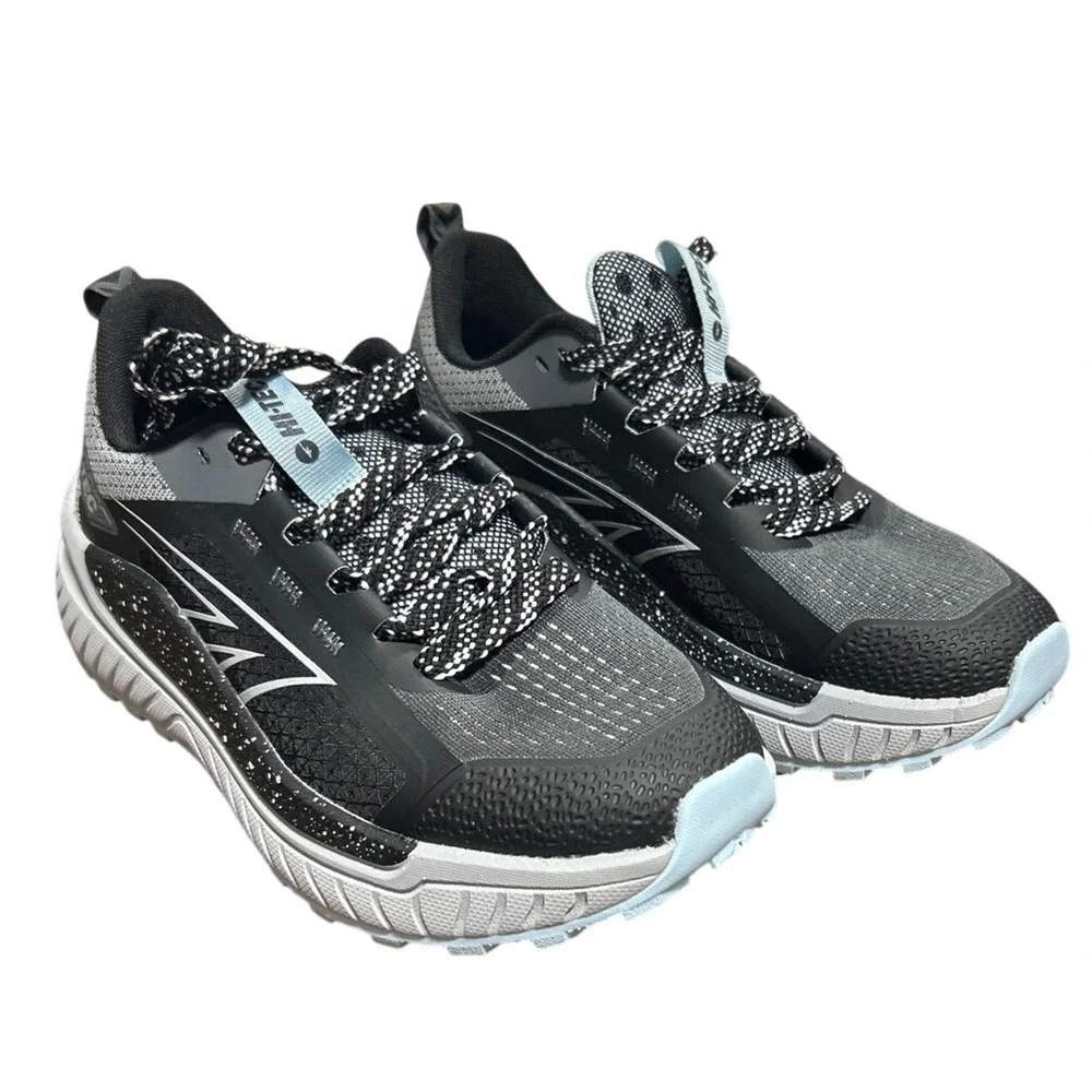 Hi-Tec Womens Size 7 Black Gray Spotted Lace Up Comfort Athletic Tennis Shoes - Picture 1 of 6